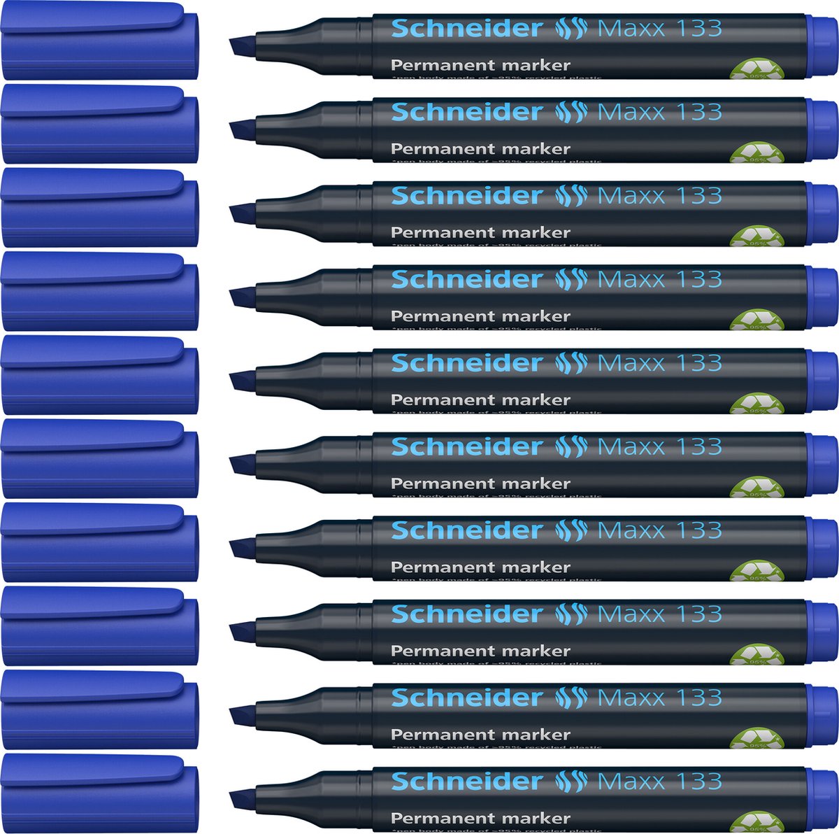 Instruments d'écriture Schneider marqueur permanent Schneider - maxx 133 - pointe biseautée - bleu - 10 pièces - s-113303-10