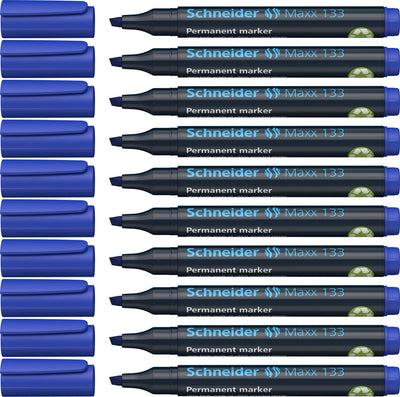Instruments d'écriture Schneider marqueur permanent Schneider - maxx 133 - pointe biseautée - bleu - 10 pièces - s-113303-10