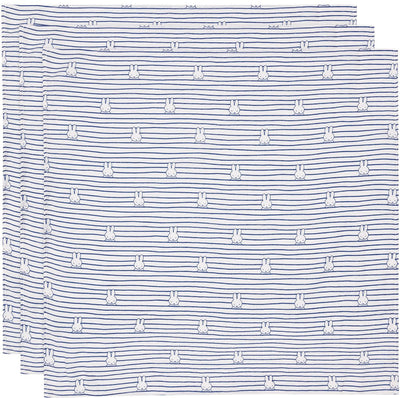 Jollein x Miffy tissu hydrophile petit - 70x70cm - rayure miffy - marine - 3 pièces