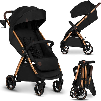 Poussette Lionelo Ingrid - poussette jusqu'à 22 kg - système de pliage automatique - roues EVA 360° - auvent XXL avec UPF50+ - dossier et repose-pieds réglables - panneau de ventilation panoramique - porte-gobelet et panier