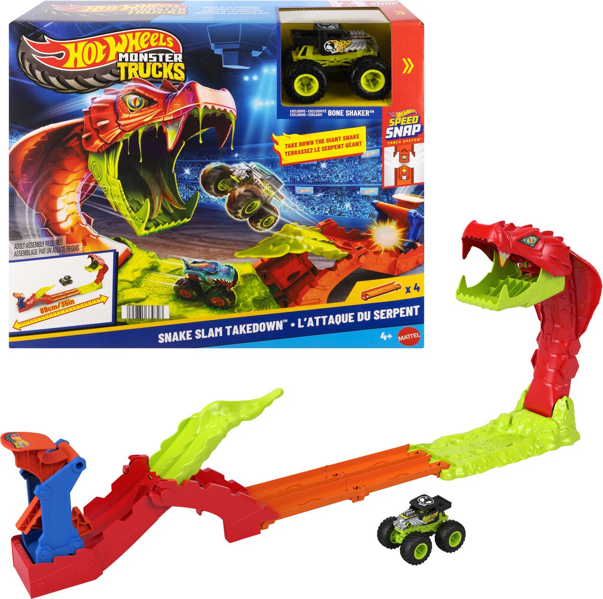 Piste de retrait du serpent slam des camions monstres Hot Wheels
