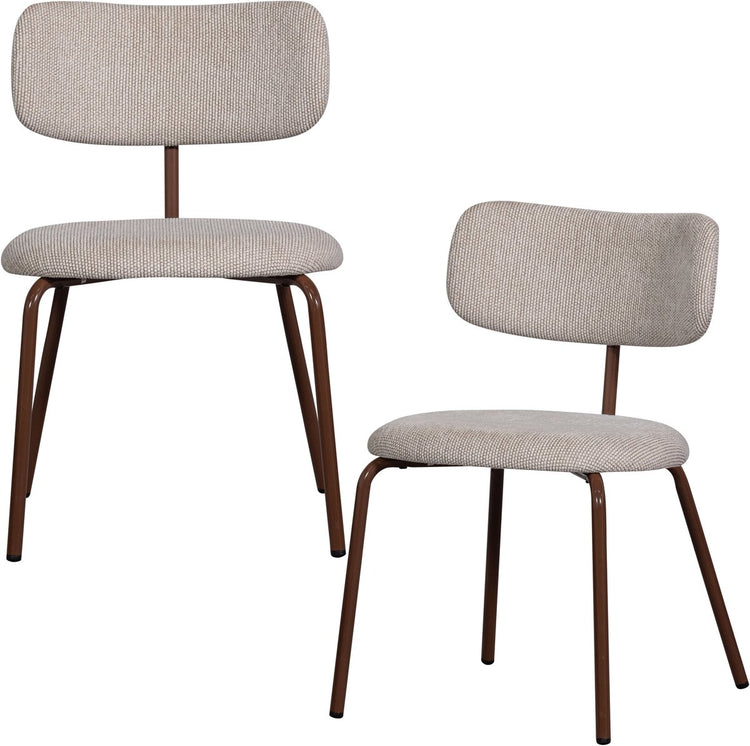 Chaises de salle à manger Woood Travis - tissu tissé - blanc cassé - lot de 2