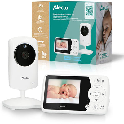 Alecto dvm64 - babyphone avec caméra et écran couleur 2,4 pouces, fonction talk-back et affichage de la température - blanc