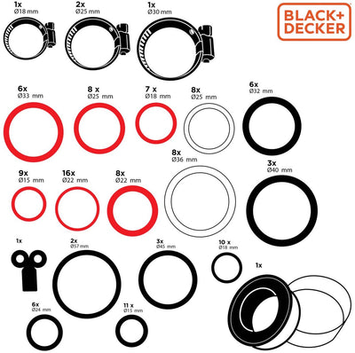 Jeu de tuyaux d'air Black+decker 18 pièces