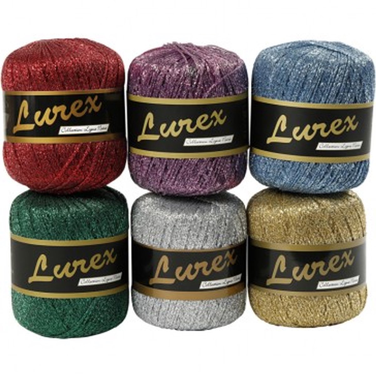 Fil lurex pailleté, l: 160 m, différentes couleurs, 6x25 gr 1 boîte