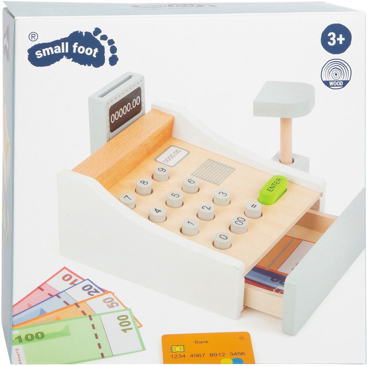 Pétage de jouets en bois à petit pied avec accessoires, 15dlg.