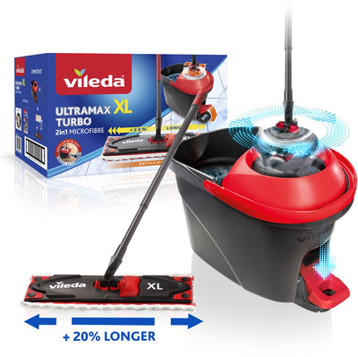 Vileda ultramax turbo xl set complet - vadrouille large pour une plus grande surface de nettoyage - pour tous types de sols