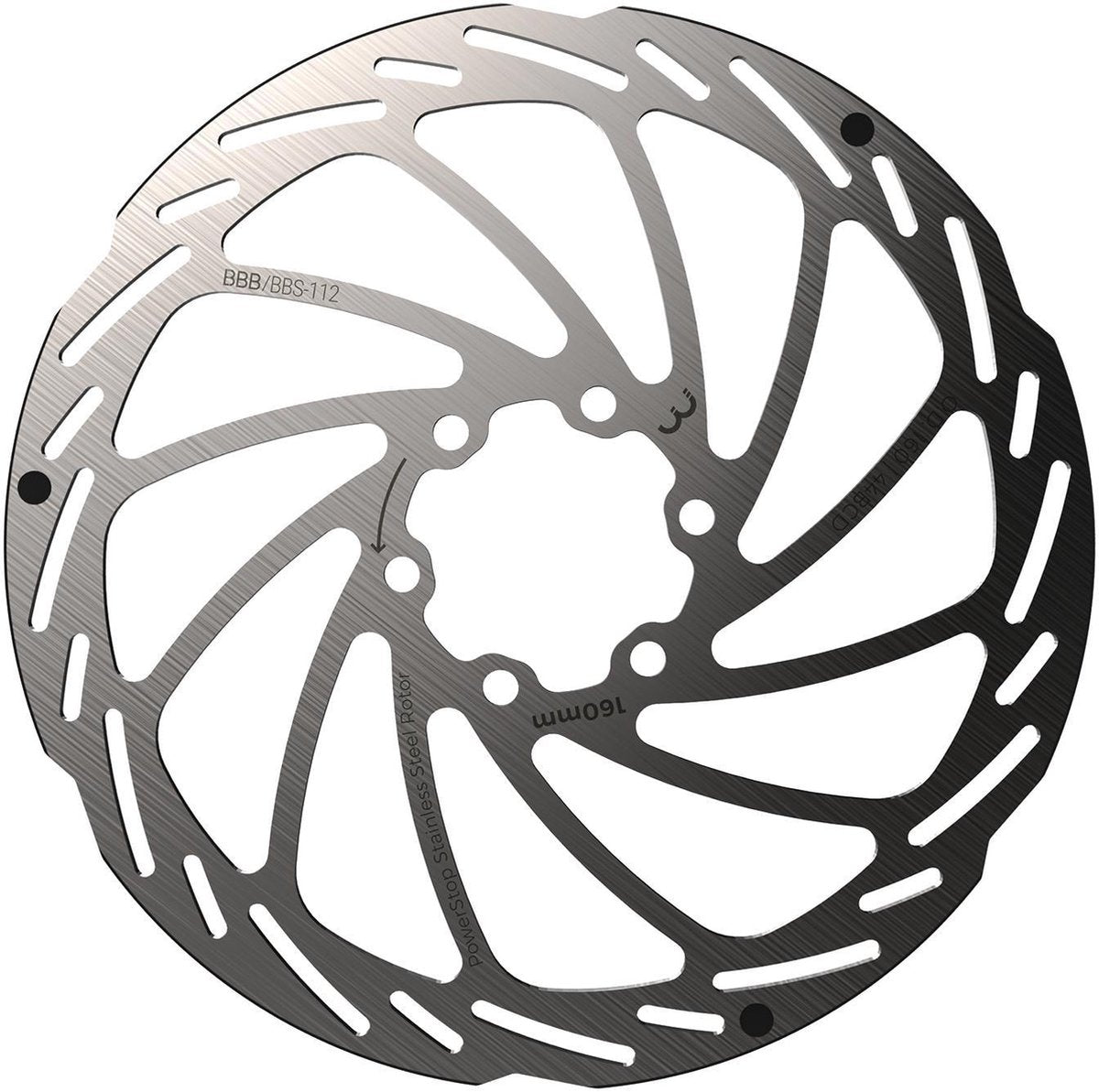 Bbb vélo frein à disque Power Stop disque de frein 6 trous bbs-112 - argent - 160 mm
