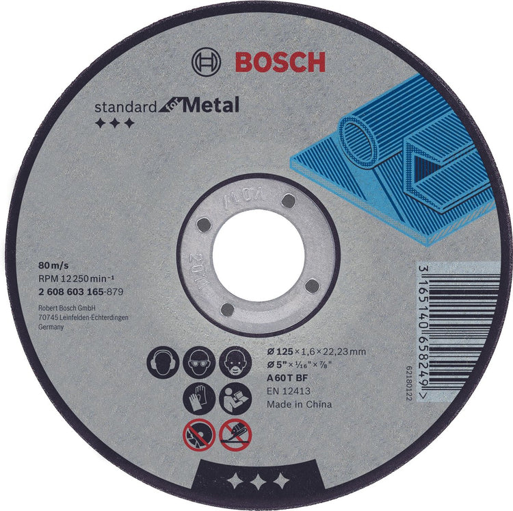 Bosch accessoires disque à tronçonner droit standard pour métal a 30 s bf, 125 mm, 22,23 mm, 2,5 mm 1 pièce - 2608603166