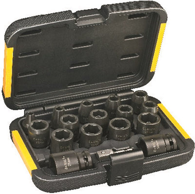 Dewalt accessoires jeu de douilles 17 pièces (6,8,10,11,12,13,14,16,17,18,19,20,21,22,24,27mm 1 4 à 1 2 adaptateur) - dt7506-qz