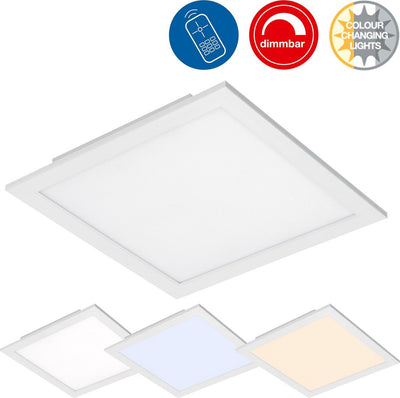 Briloner piatto - plafonnier - plafonnier dimmable - contrôle des couleurs - télécommande - LED - 18w - 1800 lm - éclairage LED - blanc - 29 -5 cm - métal