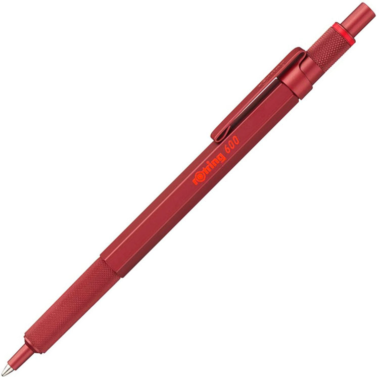 Stylo à bille Rotring 600 | point moyen | encre noire | logement rouge | rechargeable
