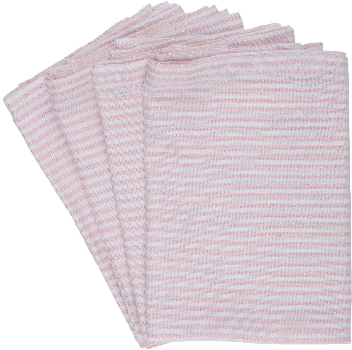 Serviettes Arti casa lot de 4 - 35 x 35 cm - réutilisables - coton polyester - rayé rose