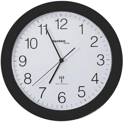 Technoline wt 8000 noir - horloge murale - analogique - ronde - fenêtre en plastique - affichage de l'heure radiocommandé - noir