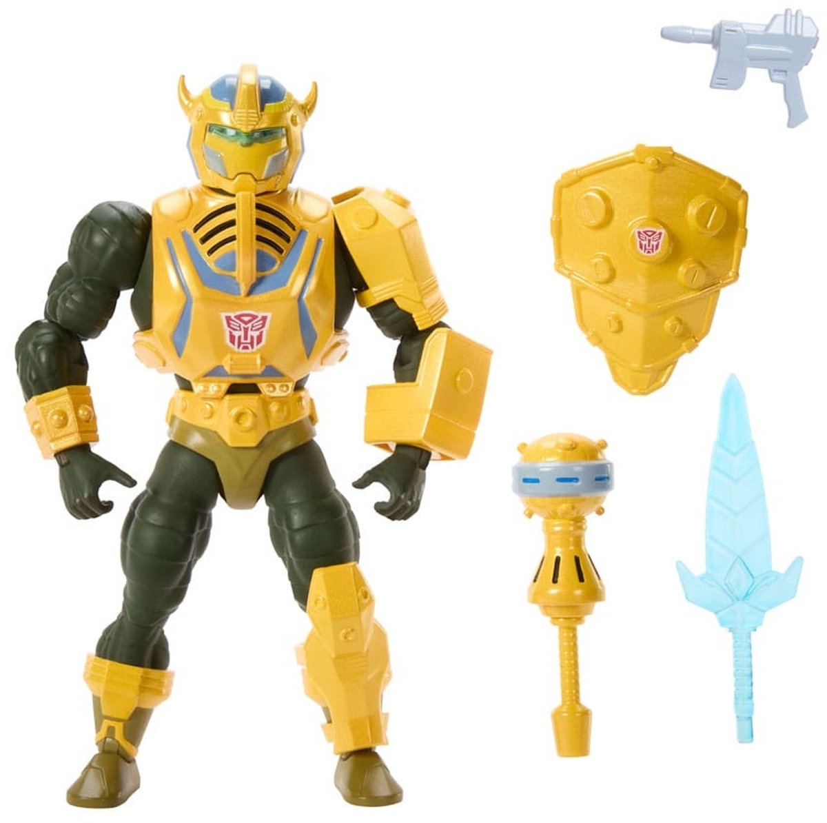 Mattel Masters of the Universe x Transformers figurine Bumblebee Armor Man-at-Arms HEO European Exclusive figurine 14 cm