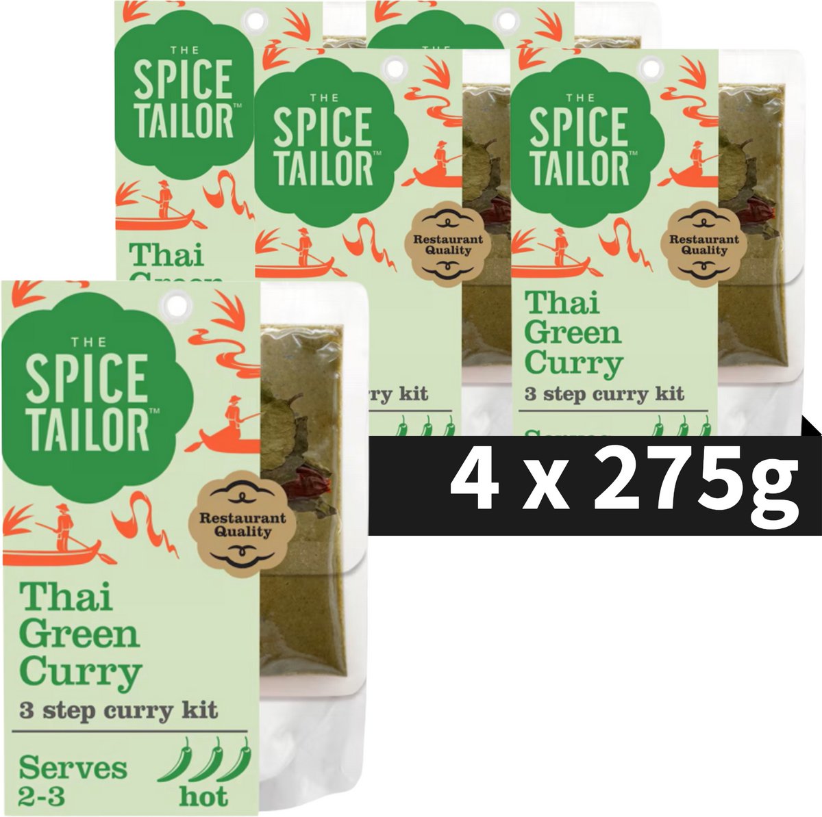 The Spice Tailor Curry vert thaïlandais - Curry thaïlandais - Forfait repas avec épices au curry vert - Pack économique - 5 x 275 grammes
