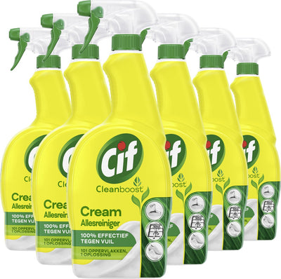 Cif - cleanboost - spray nettoyant tout usage - crème - 6 flacons x 700 ml - pack économique