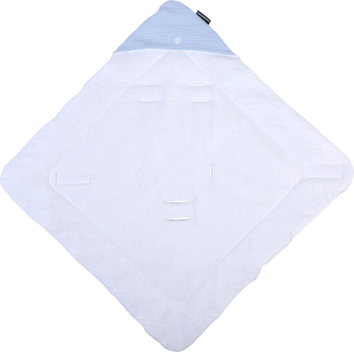 Childhome collection de fleurs - couverture enveloppante - 75x75 cm - blanc bleu