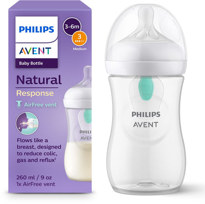 Philips avent biberon réponse naturelle 260 ml – débit 3 - anti-colique - 1 biberon - scy673 01