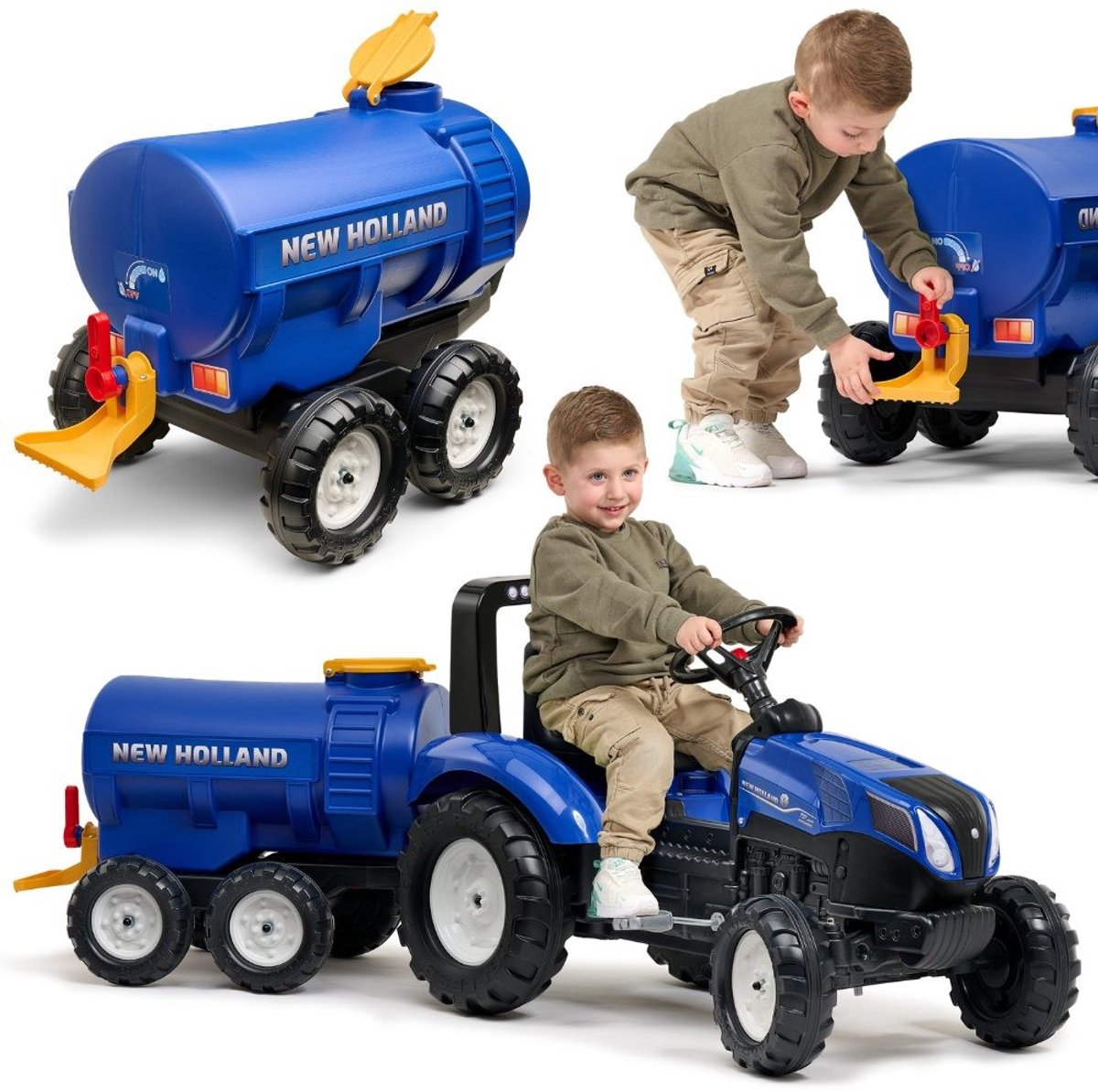 Camion citerne Falk new holland - capacité 30l - bleu - adapté aux tracteurs (3-7 ans) - 100% fabriqué en France