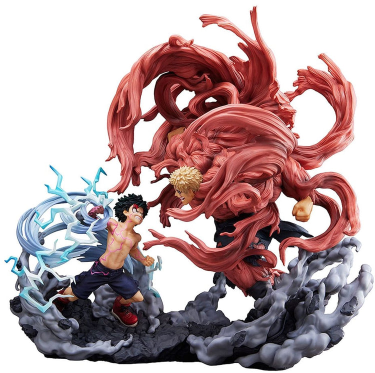 Tomy my hero academia super situation statue pvc izuku midoriya vs musclé 30 cm image