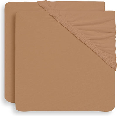 Jollein - drap housse bébé jersey (biscuit) - coton - 2 pièces - drap housse berceau - 40 50x80 90cm