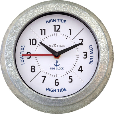 Nexttime tide – horloge murale avec marées – 22 cm – métal – galvanisé argent blanc