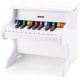 Piano jouet en bois Woet ® - instrument jouet - blanc - avec livret de musique et chargeur de tonalité - à partir de 3 ans - jouer du piano pour les enfants