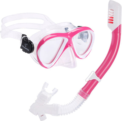 Atlantis waikiki combo - ensemble tuba - lunettes de plongée - tuba - enfants - rose blanc