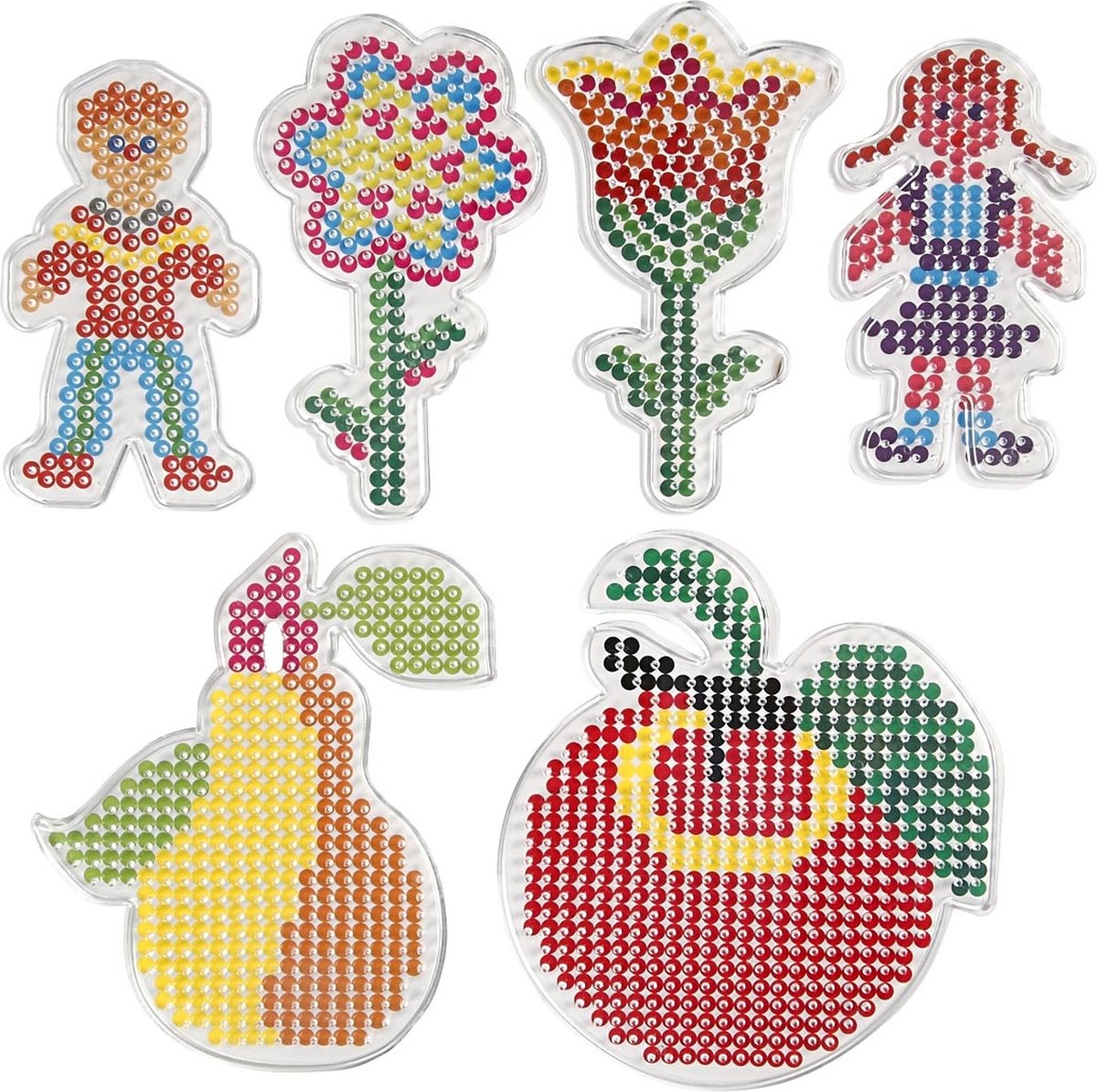 Creativ company assiette de base, fleurs, fille, garçon, pomme et poire, dim. 8,5x14-14x16 cm, moyenne, 6 pièces 1 boîte