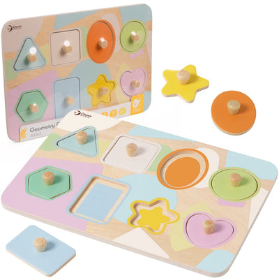 Formes de puzzle de goujon en bois du monde classique, 8pcs.