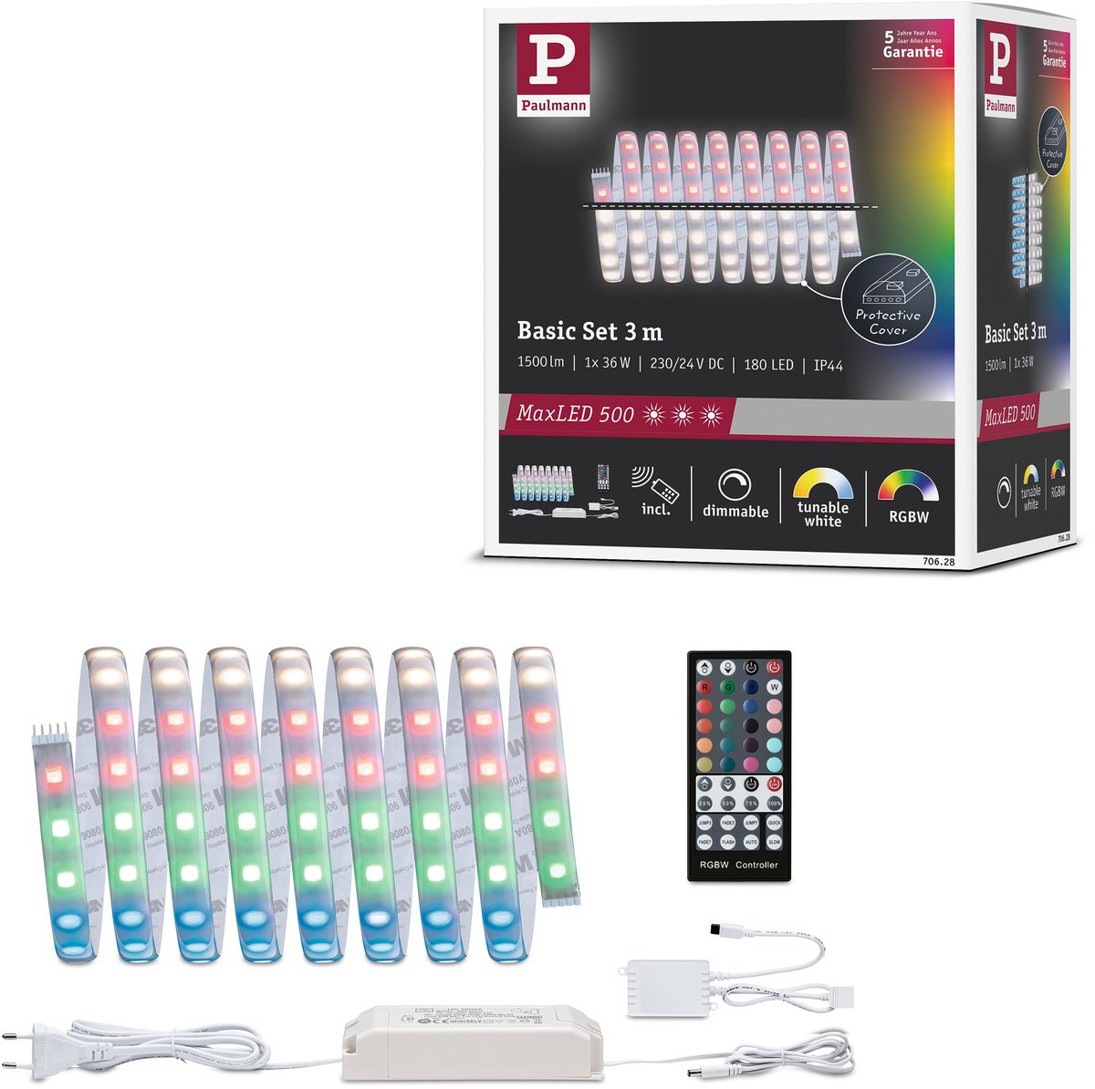 Paulmann maxled 500 kit de base de bande LED 3m rgbw enduit 36w 500lm m rgbw+ 60va
