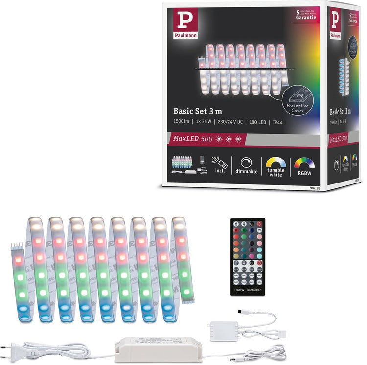 Paulmann maxled 500 kit de base de bande LED 3m rgbw enduit 36w 500lm m rgbw+ 60va