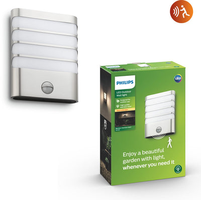 Philips LED Applique d'extérieur Philips Raccoon - avec capteur - 1 lumière - acier inoxydable