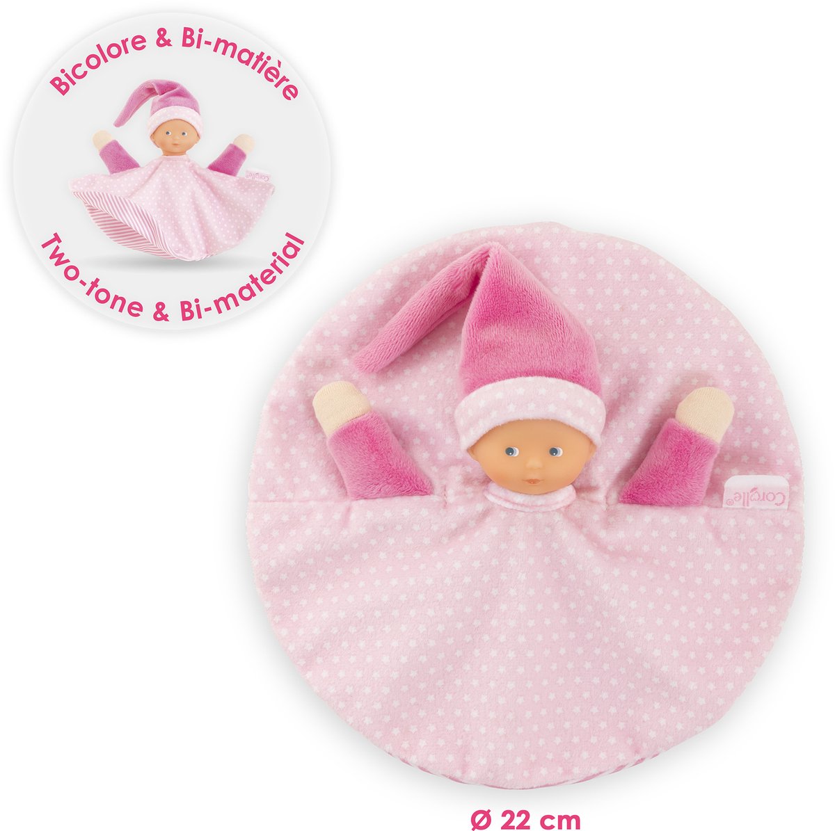 Corolle Tidoudou - Tissu de câlins rose, 17 cm