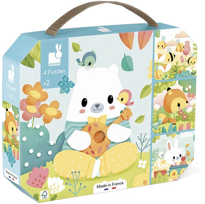 Janod - puzzle - 4 puzzles purs en valise - 6, 9, 12 et 16 pièces
