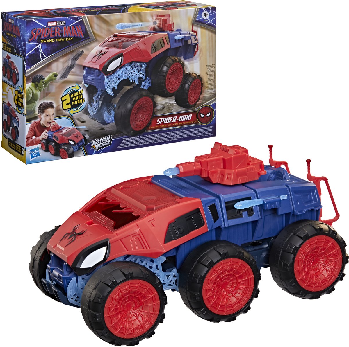 Hasbro Marvel Spider-Man - tout nouveau char super chompin' 2 en 1 - véhicule jouet et figurine d'action