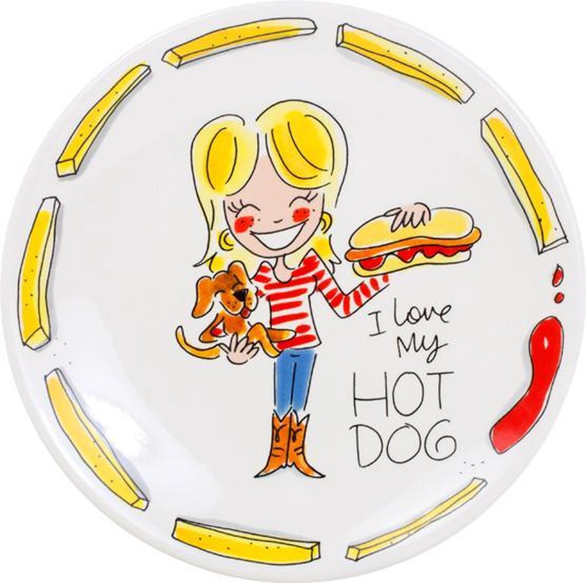 Assiette snack blonde Amsterdam hot dog - ø 22 cm