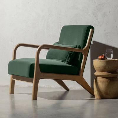 Fauteuil marque Woood - velours - vert bouteille - 75x67x82