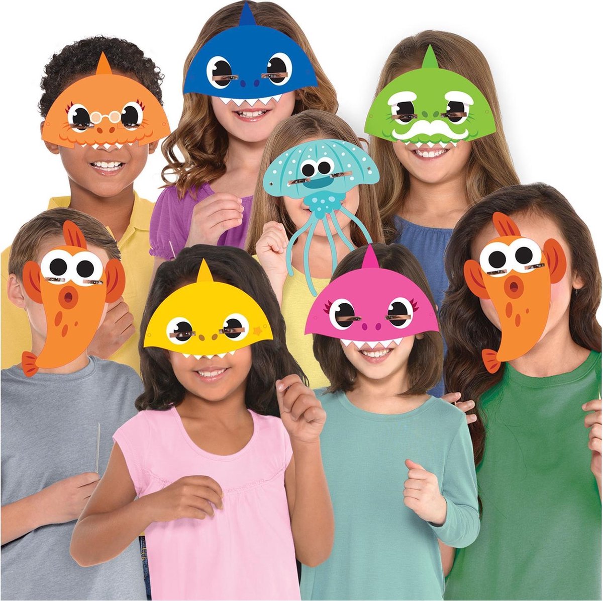 Masques faciaux bébé requin pinkfong papier junior taille unique 8 pièces