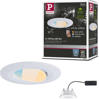 Spot encastrable LED Paulmann calla – blanc mat – ip65 – 5w – 400 lm – 230v – whiteswitch – spot encastrable salle de bain