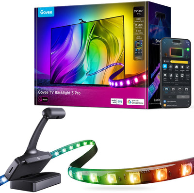 Govee TV backlight 3 pro - éclairage LED intelligent pour téléviseur 75-85 pouces - triple caméra HDR - compatible matière