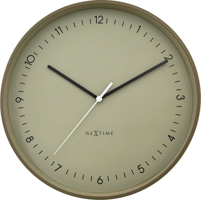 Nextime berlin l – horloge murale – 40 cm – métal – kaki – silencieuse