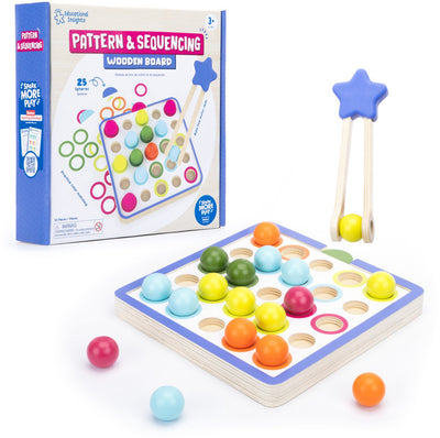 Planche de jouets à motifs et séquences en bois pour enfants, ressources d'apprentissage. - 3+