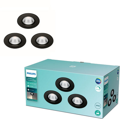 Philips LED Spot encastrable pour salle de bain Philips Dive - noir - 5 W - pack de 3