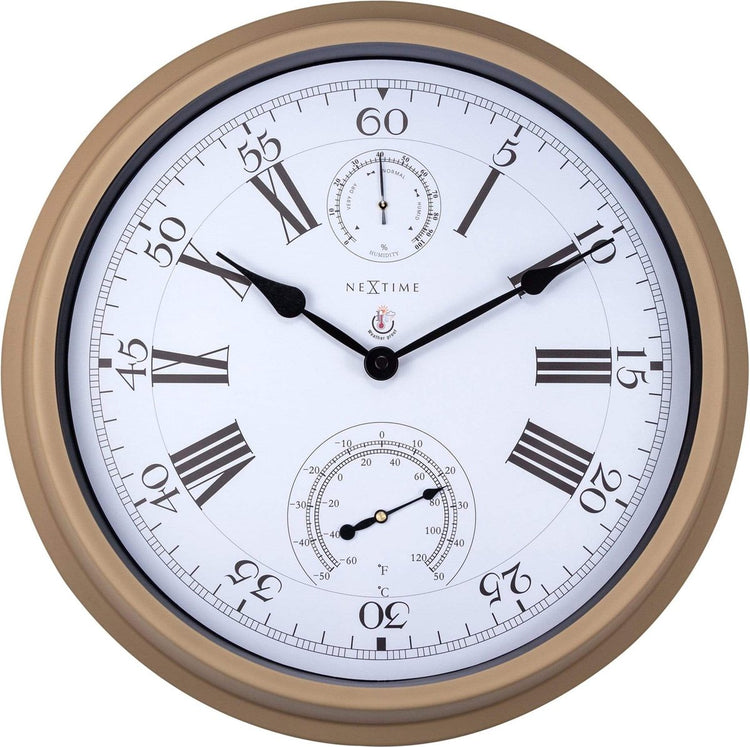 Jacinthe Nexttime – horloge murale – 40,5 cm – métal – marron – résistante aux intempéries