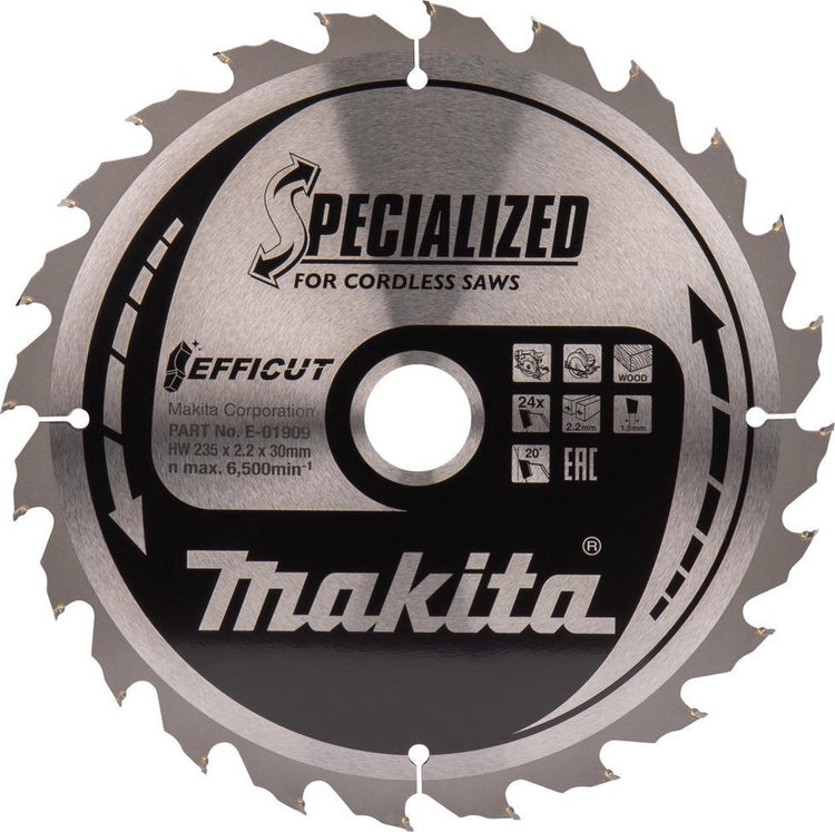 Accessoires Makita lame de scie circulaire bois | efficace 235x30x2.2 24t 20g - e-01915 - e-01915