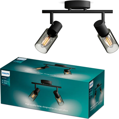 Philips LED Philips Palms spot - spot de plafond avec deux points lumineux - avec verre fumé - petit luminaire E14