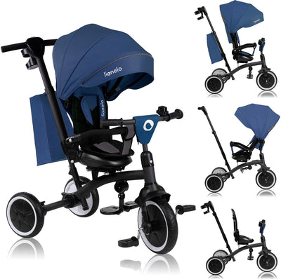 Tricycle Lionelo tris plus 2en1 - tricycle landau - siège rotatif à 360° - de 9 mois à 5 ans (25 kg) - grandes roues anti-crevaison en PU - dossier réglable - volant parent - fonction roue libre - kit d'accessoires inclus