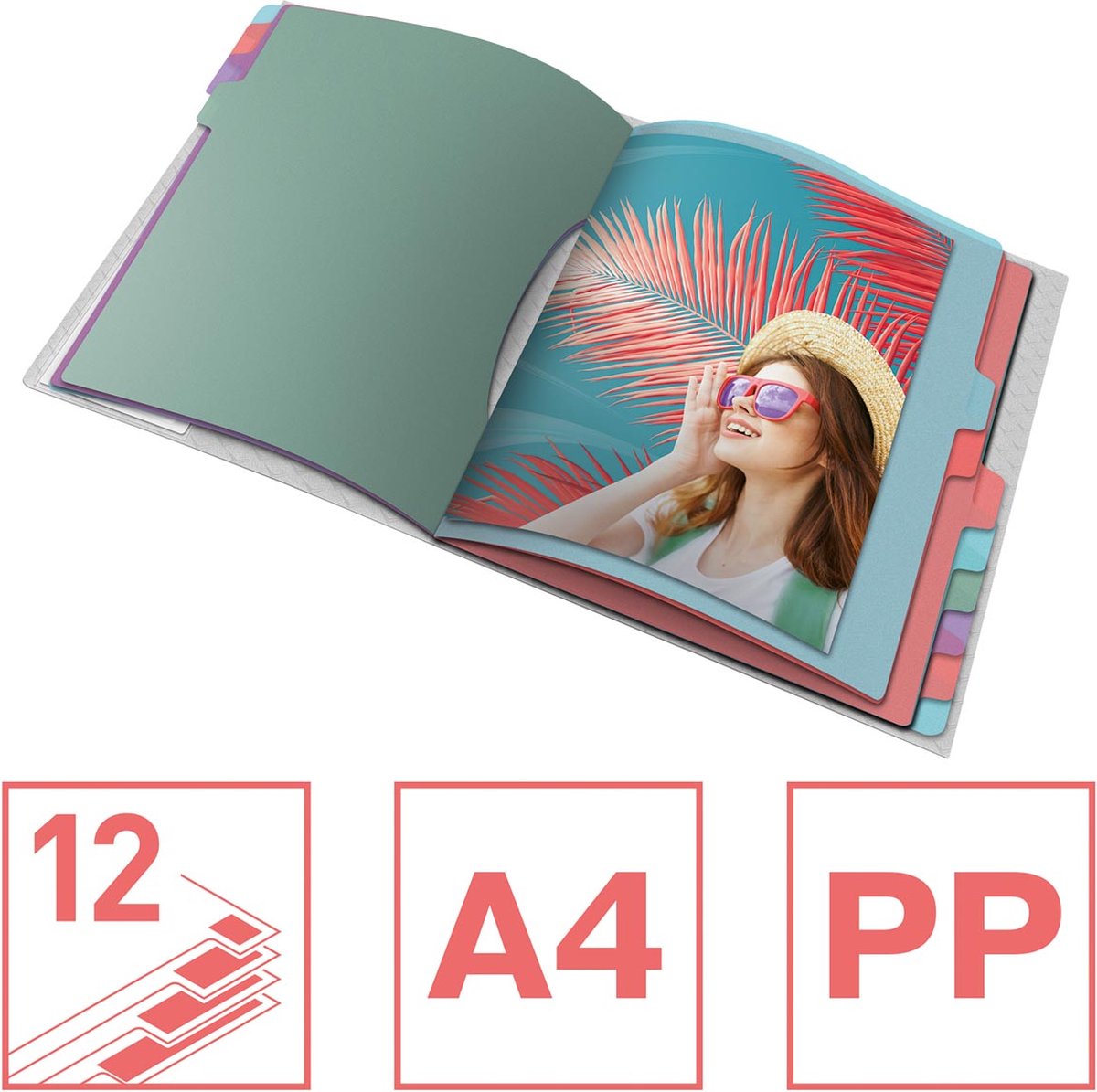 Dossier de tri Esselte colour'breeze, pp, ft a4, 12 onglets, assortis